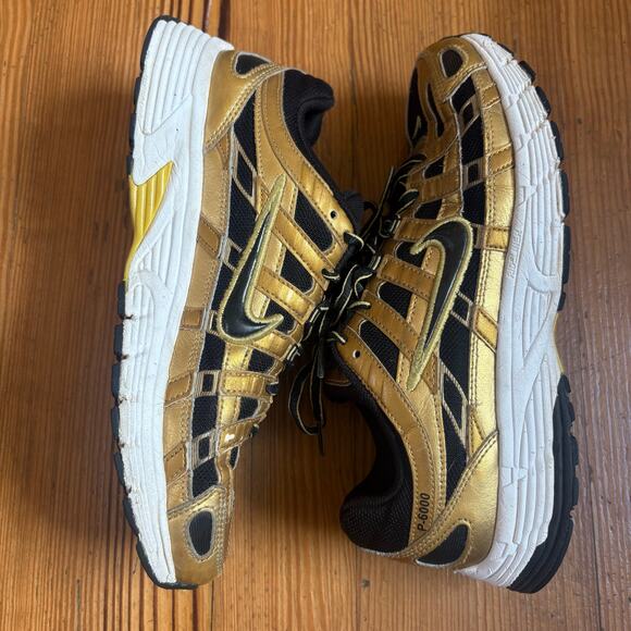 Nike P-6000 metallic gold black low top lace mens sneakers SIZE 8 - Picture 4 of 8